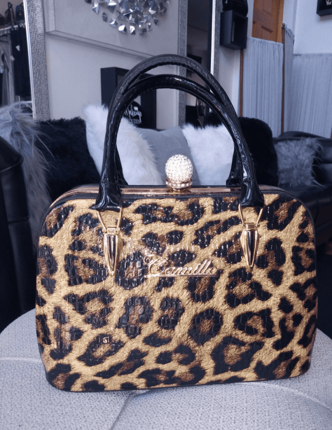 Fur Round Top Handle Bag Women Purse Ring Handle Clutch Chain Shoulder  Handbag (Leopard Print): Handbags: Amazon.com